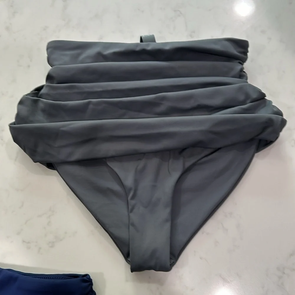 Skims Shaping Swim Foldover Skirt Bikini Bottom Gunmetal Size 3X & XS